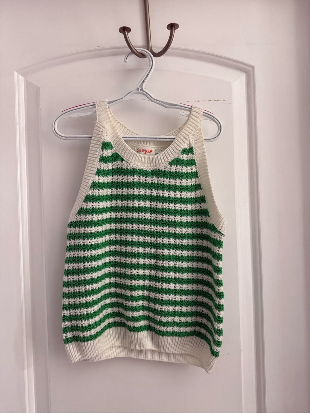 Cat & Jack Green and Cream Striped Knit Tank